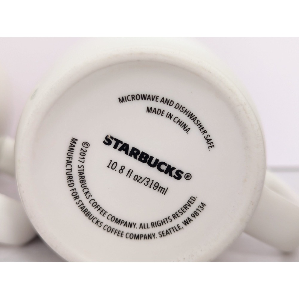 Starbucks 2017 Mermaid Logo White Ceramic Coffee Mug Cup 10.8oz Set of 2 EUC - Picture 6 of 8